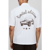 Gestreiftes Oversize Man Western-Hemd - Weiß - XS, Weiß von boohooman