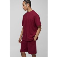 Oversize Man T-Shirt & Shorts in Waffeloptik - Burgund - M, Burgund Oversize Man T-Shirt & Shorts in Waffeloptik - Burgund - M, Burgund von boohooman