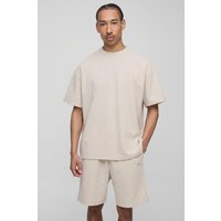 Oversize Man T-Shirt & Shorts in Waffeloptik - Grau - XL, Grau Oversize Man T-Shirt & Shorts in Waffeloptik - Grau - XL, Grau von boohooman