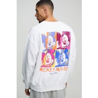 Oversize Sweatshirt mit lizenziertem Mickey Mouse Print - Weiß - M, Weiß von boohooman
