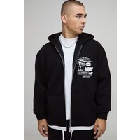 Oversize Hoodie mit Reißverschluss - Schwarz - XS, Schwarz von boohooman