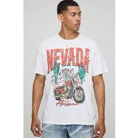 Oversize T-Shirt mit Nevada Moto-Print - Weiß - XS, Weiß Oversize T-Shirt mit Nevada Moto-Print - Weiß - XS, Weiß von boohooman