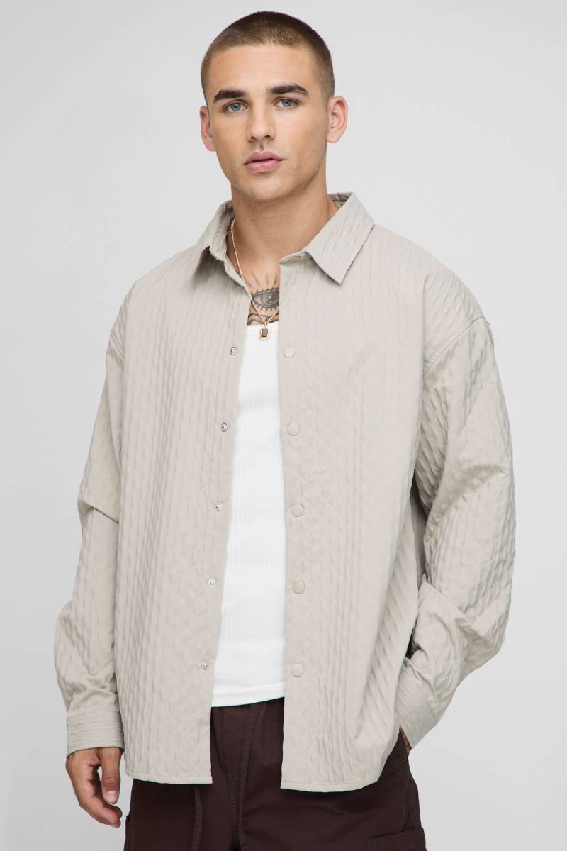 Oversize Hemd - Grau - XS, Grau von boohooman