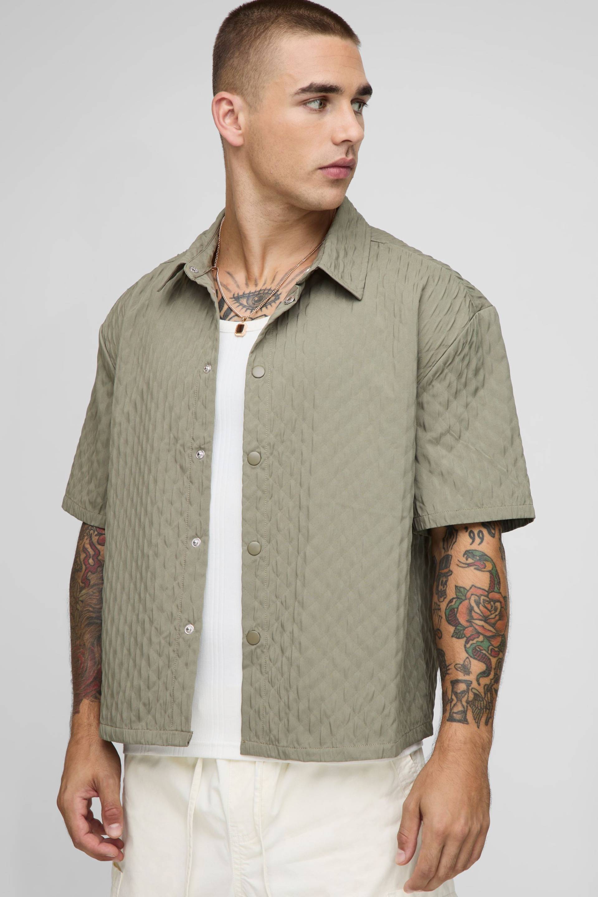 Oversize Hemd - Khaki - XS, Khaki Oversize Hemd - Khaki - XS, Khaki von boohooman