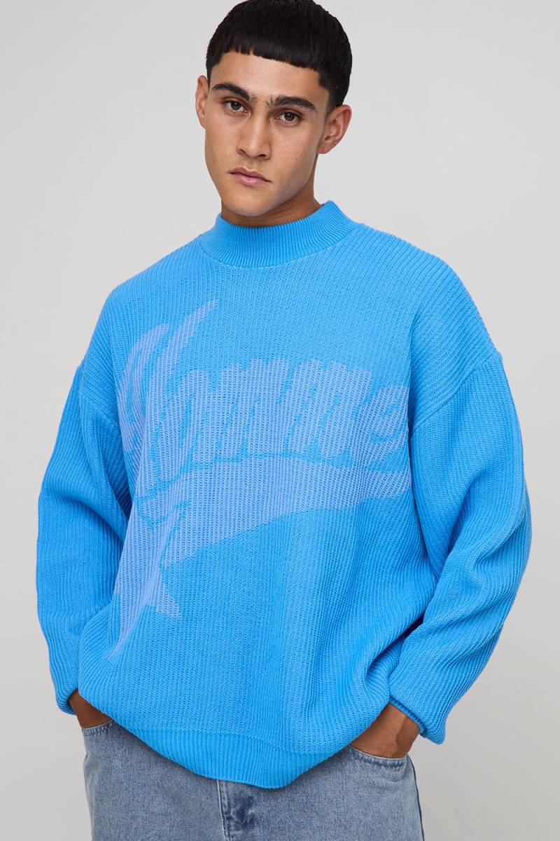 Oversize Strickpullover - Blau - XS, Blau Oversize Strickpullover - Blau - XS, Blau von boohooman