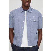 Kastiges Oversize Hemd mit Taschen-Detail - Blau - M, Blau von boohooman