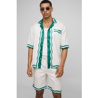 Oversize Satin-Hemd und Shorts mit Print - Grün - XS, Grün Oversize Satin-Hemd und Shorts mit Print - Grün - XS, Grün von boohooman