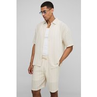 Kurzärmliges Oversize Hemd & lockere Shorts - Ecru - XL, Ecru Kurzärmliges Oversize Hemd & lockere Shorts - Ecru - XL, Ecru von boohooman