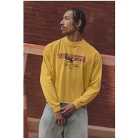 Langärmliges kastiges Oversize T-Shirt mit Print - Gelb - S, Gelb von boohooman