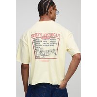 Zerrissenes Oversize T-Shirt mit Print - Gelb - M, Gelb von boohooman