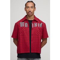 Oversized Small Microcheck Double Pocket Boxy Shirt - Rot - M, Rot Oversized Small Microcheck Double Pocket Boxy Shirt - Rot - M, Rot von boohooman