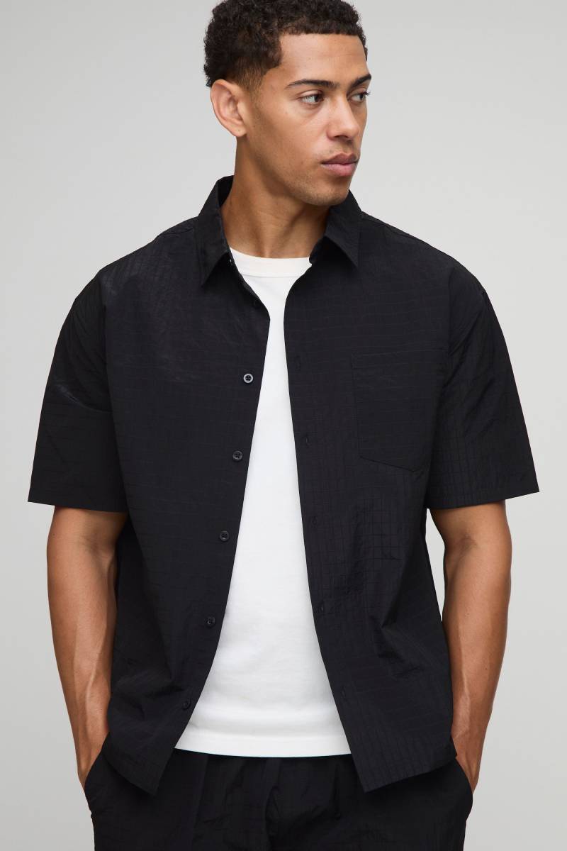 Oversize Ripstop-Hemd - Schwarz - M, Schwarz von boohooman