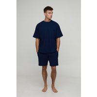 Strukturiertes geripptes Oversize T-Shirt & lockere Shorts - Blau - XS, Blau Strukturiertes geripptes Oversize T-Shirt & lockere Shorts - Blau - XS, Blau von boohooman