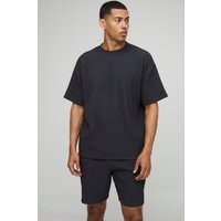 Strukturiertes geripptes Oversize T-Shirt & lockere Shorts - Grau - S, Grau von boohooman