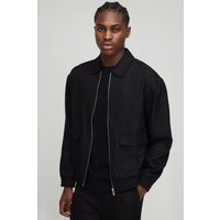 Oversize Twill Overshirt mit Cargo-Taschen - Schwarz - S, Schwarz von boohooman