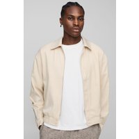 Oversize Twill-Overshirt mit elastischem Saum - Grau - M, Grau von boohooman