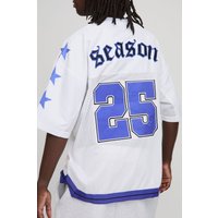 Besticktes Oversize Sport T-Shirt mit V-Ausschnitt - Weiß - M, Weiß von boohooman