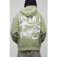 Grüner Hoodie mit Osaka-Print - XS, Grün Grüner Hoodie mit Osaka-Print - XS, Grün von boohooman