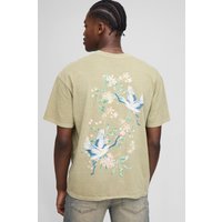 Khaki T-Shirt mit Vogel-Print - XS, Khaki Khaki T-Shirt mit Vogel-Print - XS, Khaki von boohooman