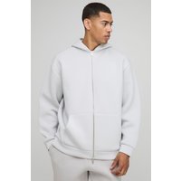 Oversize Scuba Hoodie mit Reißverschluss - Grau - XS, Grau Oversize Scuba Hoodie mit Reißverschluss - Grau - XS, Grau von boohooman