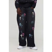 Lockere Jeans mit PU-Applikation - Schwarz - 30R, Schwarz von boohooman