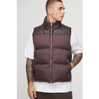 PU Weste mit Nylon-Einsatz - Braun - XS, Braun PU Weste mit Nylon-Einsatz - Braun - XS, Braun von boohooman