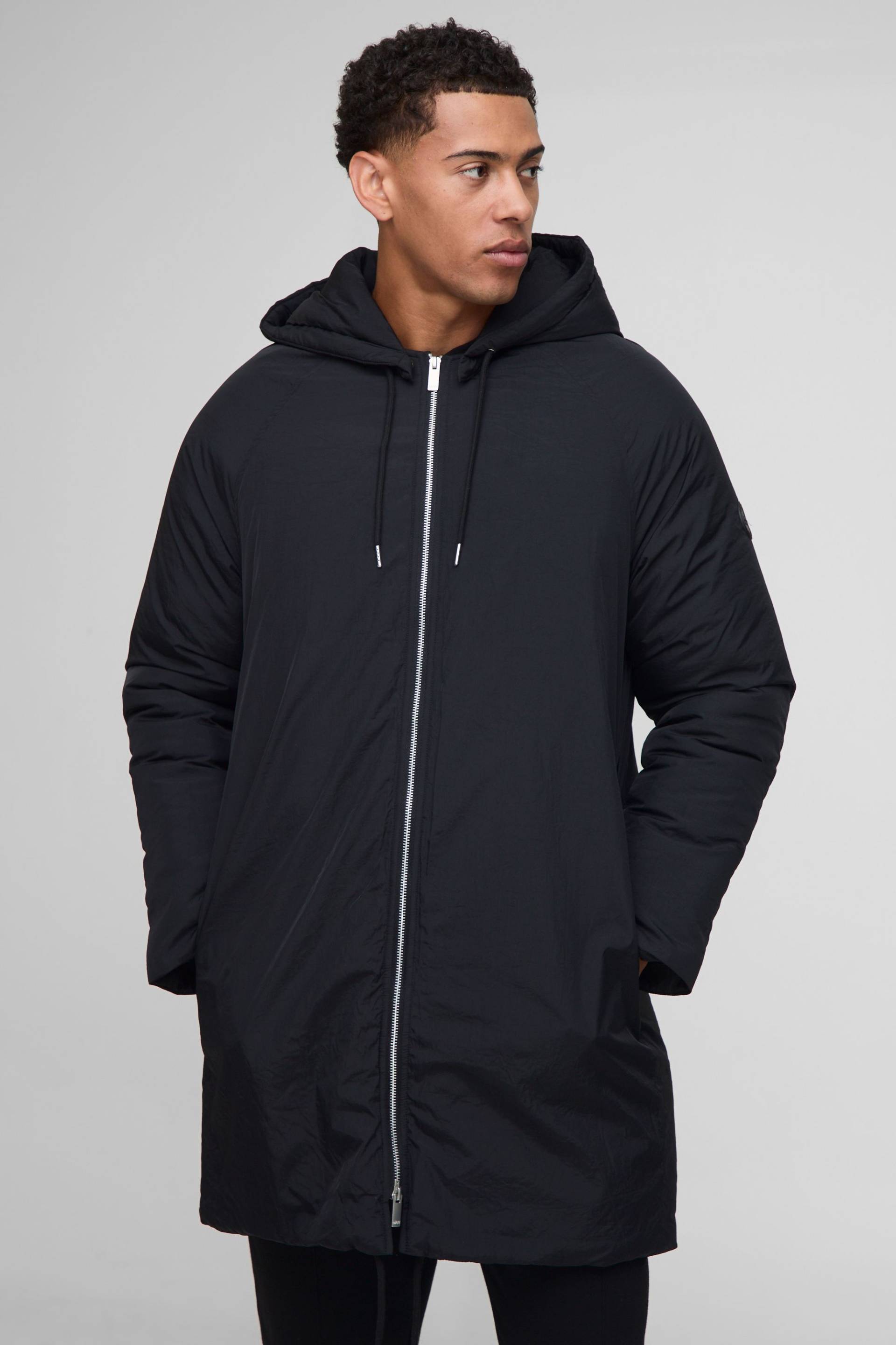 Parka-Jacke mit Trichterkragen - Schwarz - XS, Schwarz Parka-Jacke mit Trichterkragen - Schwarz - XS, Schwarz von boohooman