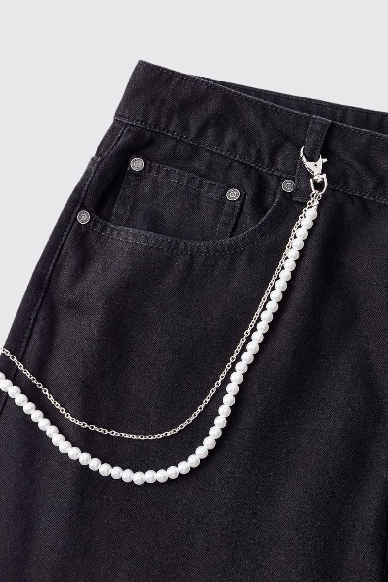 Pearl Layered Jean Chain - Silber - ONE SIZE, Silber von boohooman