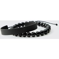 Perlen-Armband - Schwarz - ONE SIZE, Schwarz von boohooman