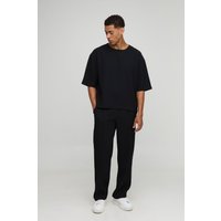 Kastiges Oversize T-Shirt & Hose - Schwarz - XS, Schwarz von boohooman