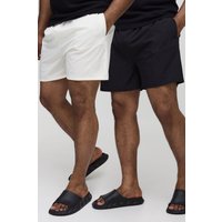Plus 2er-Pack kurze Badehosen - Mehrfarbig - XXXXL, Mehrfarbig von boohooman