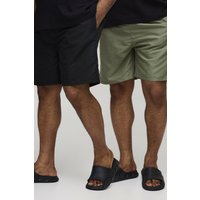 Plus 2er-Pack mittellange Badehosen Set - Mehrfarbig - 2XL, Mehrfarbig von boohooman