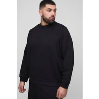 Plus Basic Rundhals-Sweatshirt - Schwarz - XXL, Schwarz von boohooman