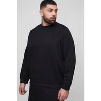 Plus Basic Rundhals-Sweatshirt - Schwarz - XXXXXL, Schwarz von boohooman
