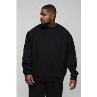 Plus 330GSM Oversize Basic Rundhals-Sweatshirt - Schwarz - 2XL, Schwarz von boohooman