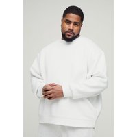 Plus 330GSM Oversize Basic Rundhals-Sweatshirt - Weiß - XXL, Weiß von boohooman