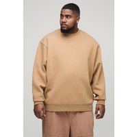 Plus 330GSM Oversize Basic Rundhals-Sweatshirt - Taupe - XXL, Taupe von boohooman