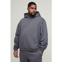 Plus kastiger Oversize Basic Hoodie - Grau - XXL, Grau von boohooman
