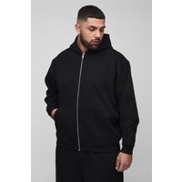 Plus 330Gmode Oversize Basic Hoodie mit Reißverschluss - Schwarz - 4XL, Schwarz von boohooman