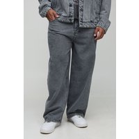 Plus lockere Jeans mit Acid-Waschung - Schwarz - 40, Schwarz von boohooman