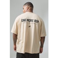 Plus Active Oversized One More Rep T-shirt - Beige - XXXL, Beige von boohooman