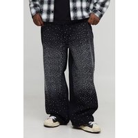 Plus lockere Jeans mit Strass - Schwarz - 38, Schwarz von boohooman