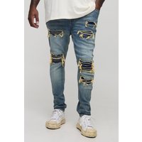 Plus zerrissene Super Skinny Jeans mit Antik-Waschung - Grau - 44, Grau von boohooman