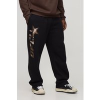 Plus lockere Jogginghose mit Official Camouflage-Print - Schwarz - 3XL, Schwarz von boohooman