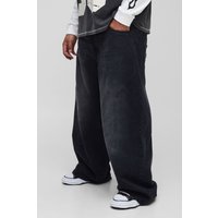 Plus lockere Jeans mit Sternen-Applikation - Schwarz - 40, Schwarz von boohooman