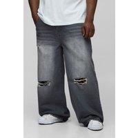 Plus lockere zerrissene Jeans - Schwarz - 42, Schwarz von boohooman