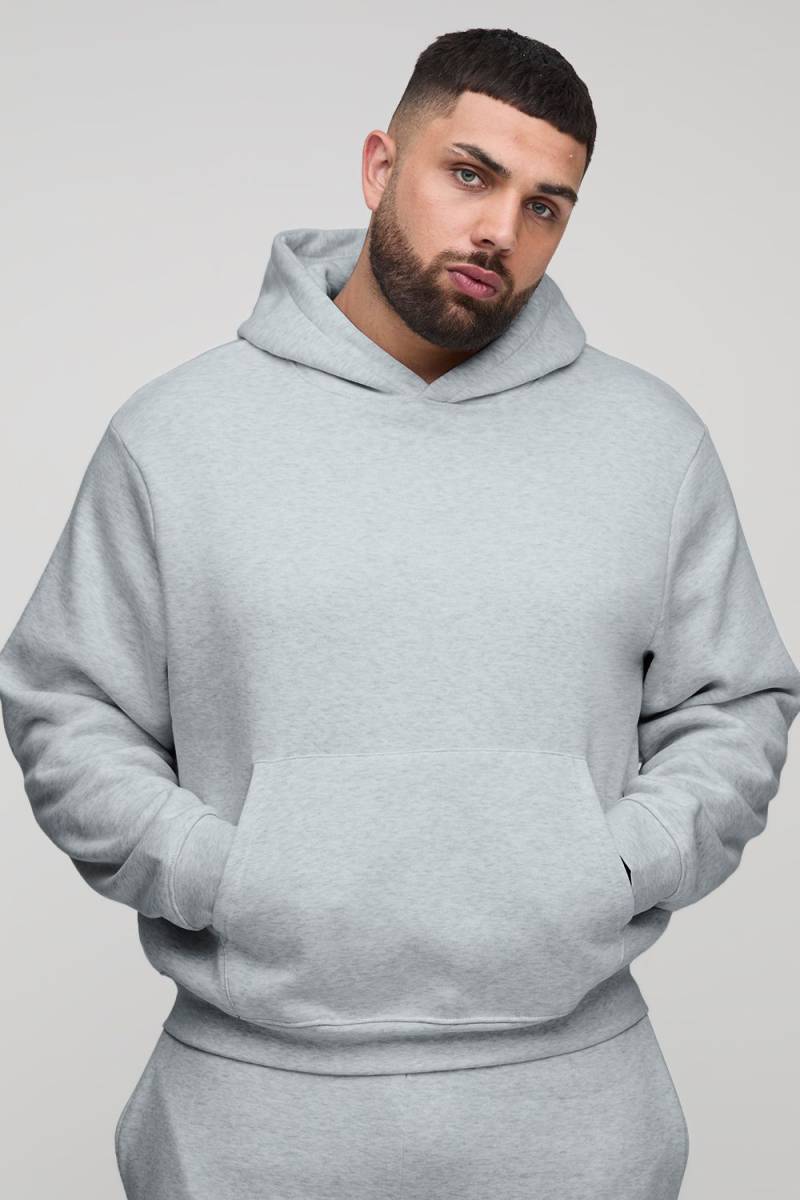 Plus kastiger Basic Hoodie - Grau - 2XL, Grau von boohooman