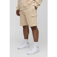 Plus Basic Cargo-Shorts - Taupe - 4XL, Taupe von boohooman