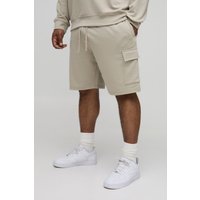 Plus Basic Cargo-Shorts - light khaki - 3XL, light khaki von boohooman