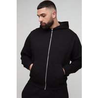 Plus Basic Hoodie mit Reißverschluss - Schwarz - 4XL, Schwarz von boohooman